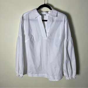 Hinson Wu Arianna Popover Blouse Sz Lg Women’s Long Sleeve Cinched Cuff Collared